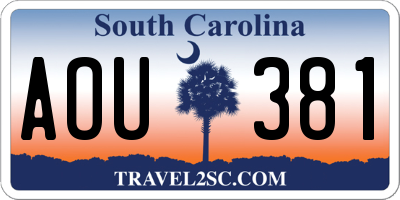 SC license plate AOU381