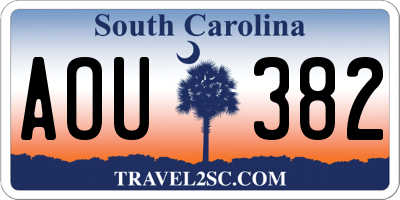 SC license plate AOU382
