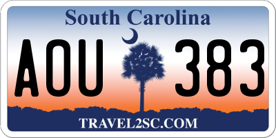 SC license plate AOU383