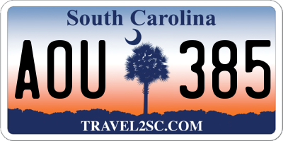 SC license plate AOU385