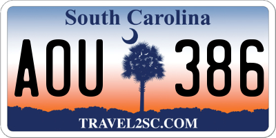 SC license plate AOU386