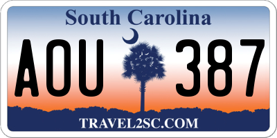 SC license plate AOU387