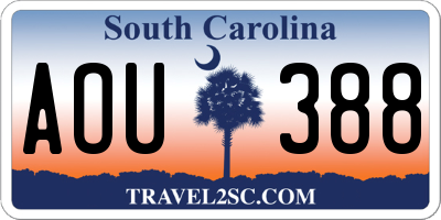 SC license plate AOU388