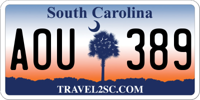 SC license plate AOU389
