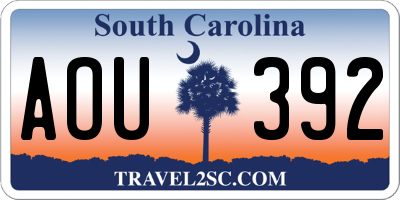 SC license plate AOU392