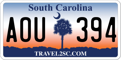 SC license plate AOU394