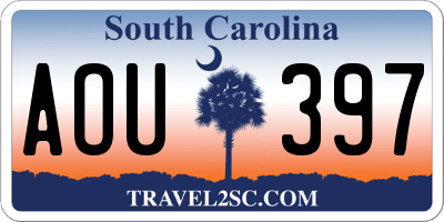 SC license plate AOU397
