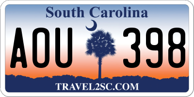 SC license plate AOU398