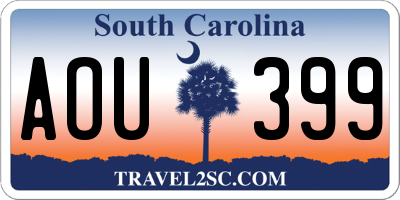 SC license plate AOU399