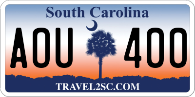 SC license plate AOU400
