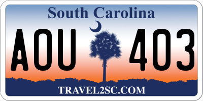 SC license plate AOU403