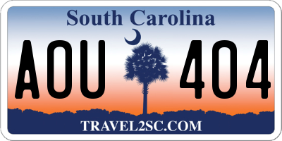 SC license plate AOU404