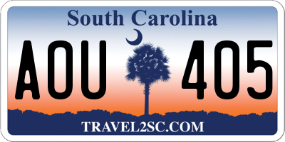 SC license plate AOU405
