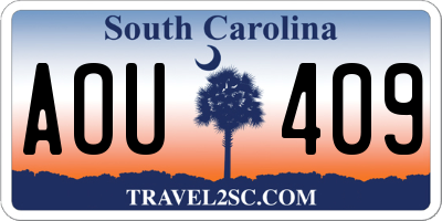 SC license plate AOU409