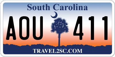 SC license plate AOU411