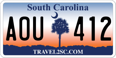SC license plate AOU412