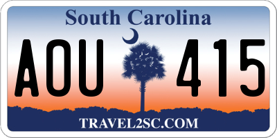 SC license plate AOU415
