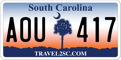 SC license plate AOU417