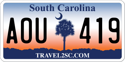 SC license plate AOU419