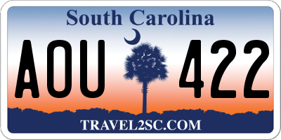 SC license plate AOU422