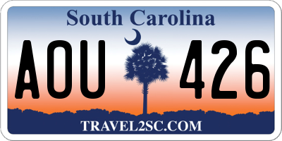 SC license plate AOU426