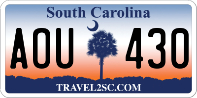 SC license plate AOU430