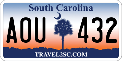 SC license plate AOU432