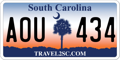 SC license plate AOU434