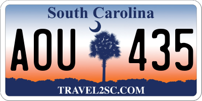 SC license plate AOU435