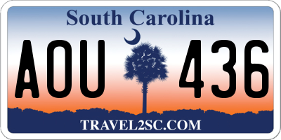 SC license plate AOU436