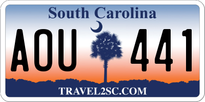 SC license plate AOU441