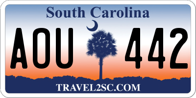 SC license plate AOU442