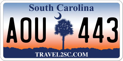 SC license plate AOU443