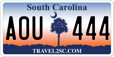 SC license plate AOU444