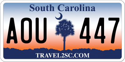 SC license plate AOU447