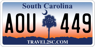 SC license plate AOU449