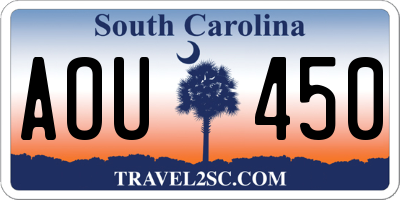 SC license plate AOU450