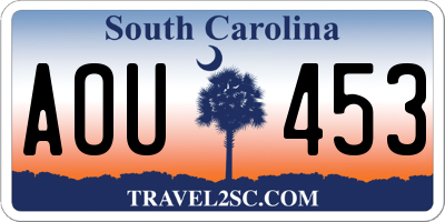 SC license plate AOU453
