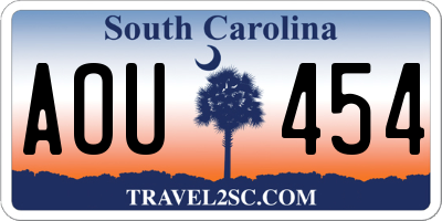 SC license plate AOU454