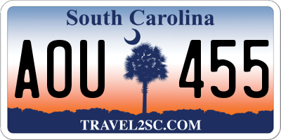SC license plate AOU455