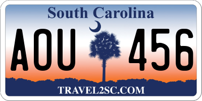 SC license plate AOU456