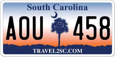 SC license plate AOU458