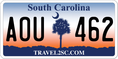 SC license plate AOU462