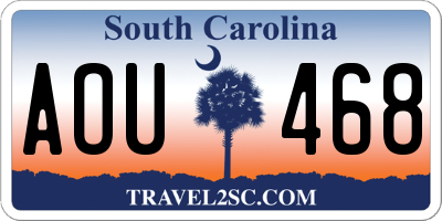 SC license plate AOU468