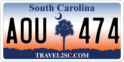 SC license plate AOU474