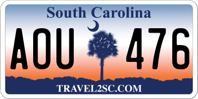 SC license plate AOU476