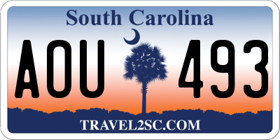 SC license plate AOU493