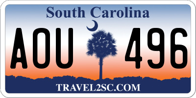 SC license plate AOU496