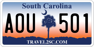 SC license plate AOU501