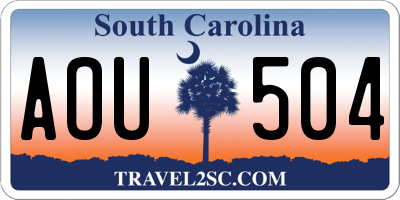 SC license plate AOU504
